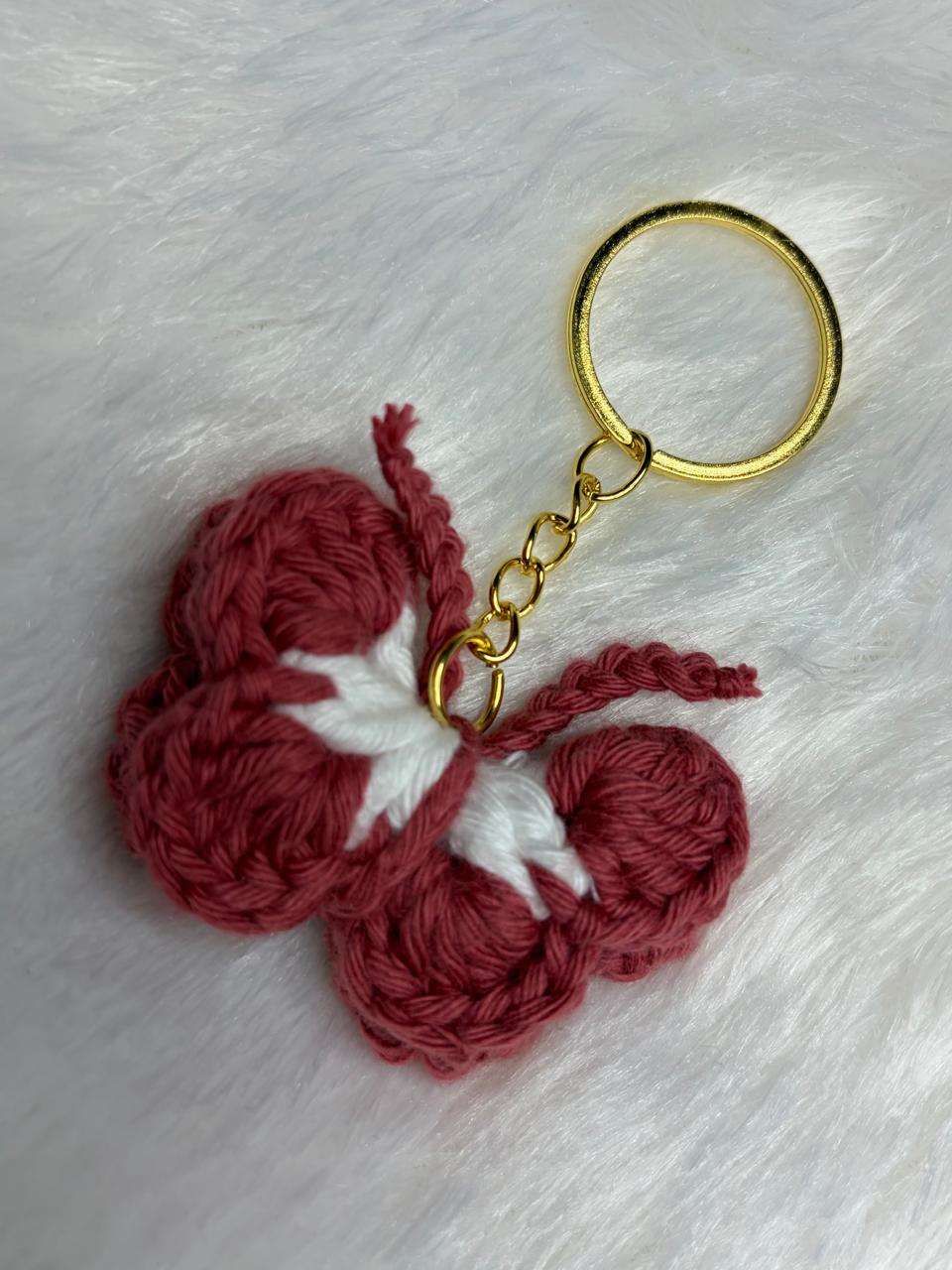 Crocheted butterfly keychains