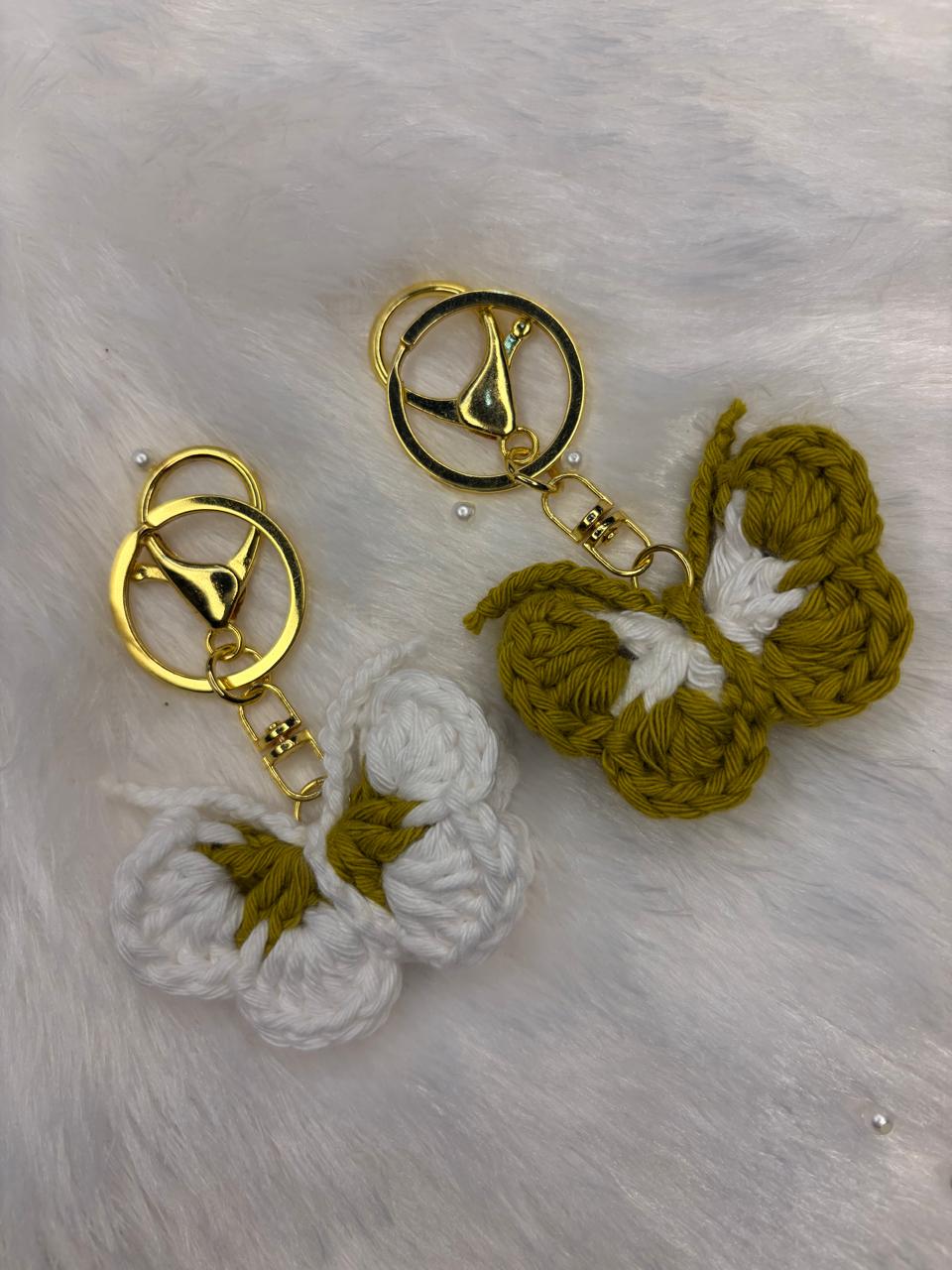 Crocheted butterfly keychains
