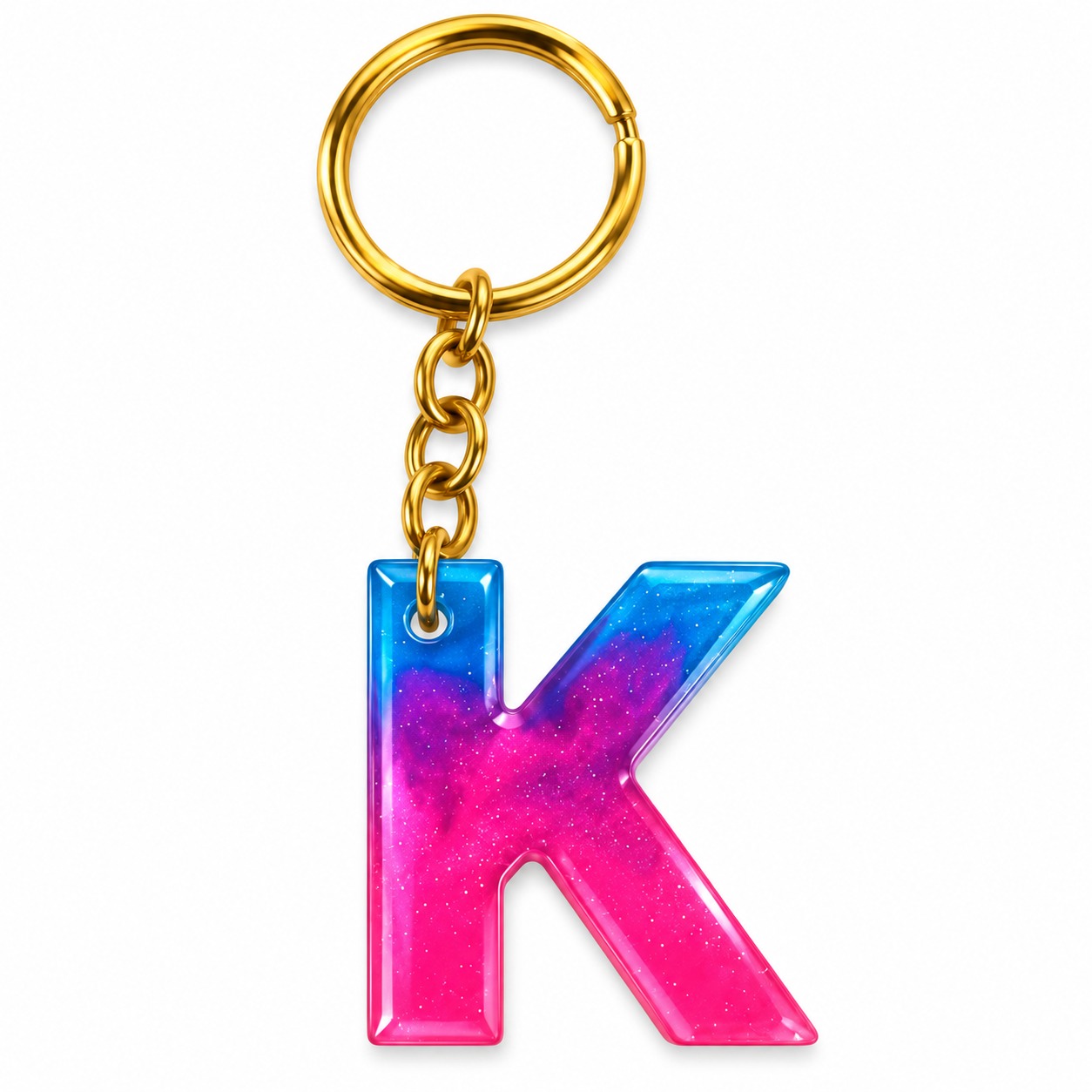 Alphabet Epoxy Resin Keychain