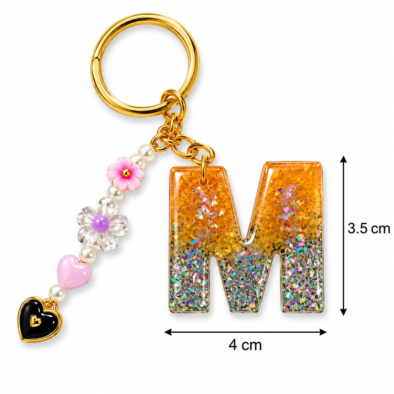 Alphabet Epoxy Resin Keychain