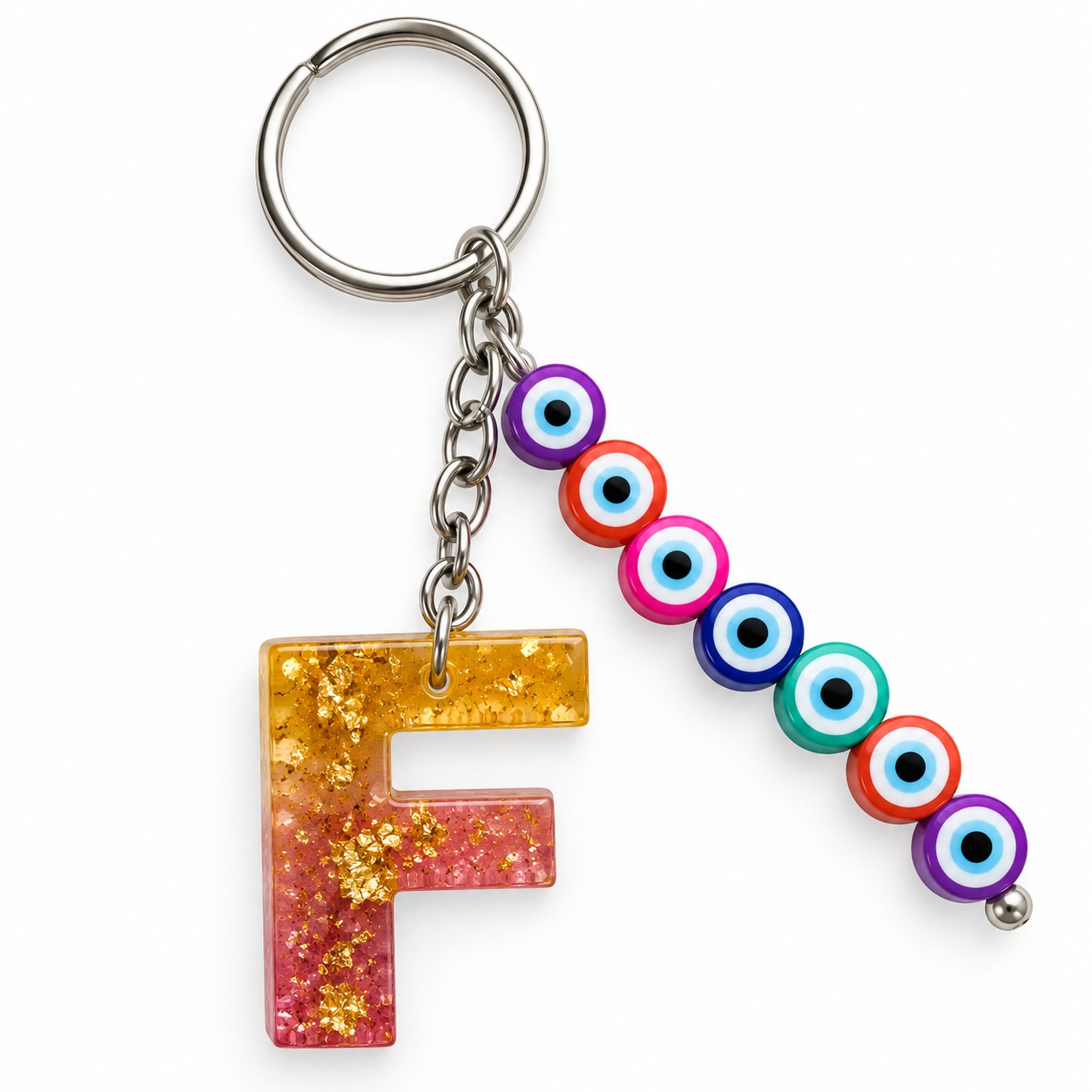 Alphabet Epoxy Resin Keychain