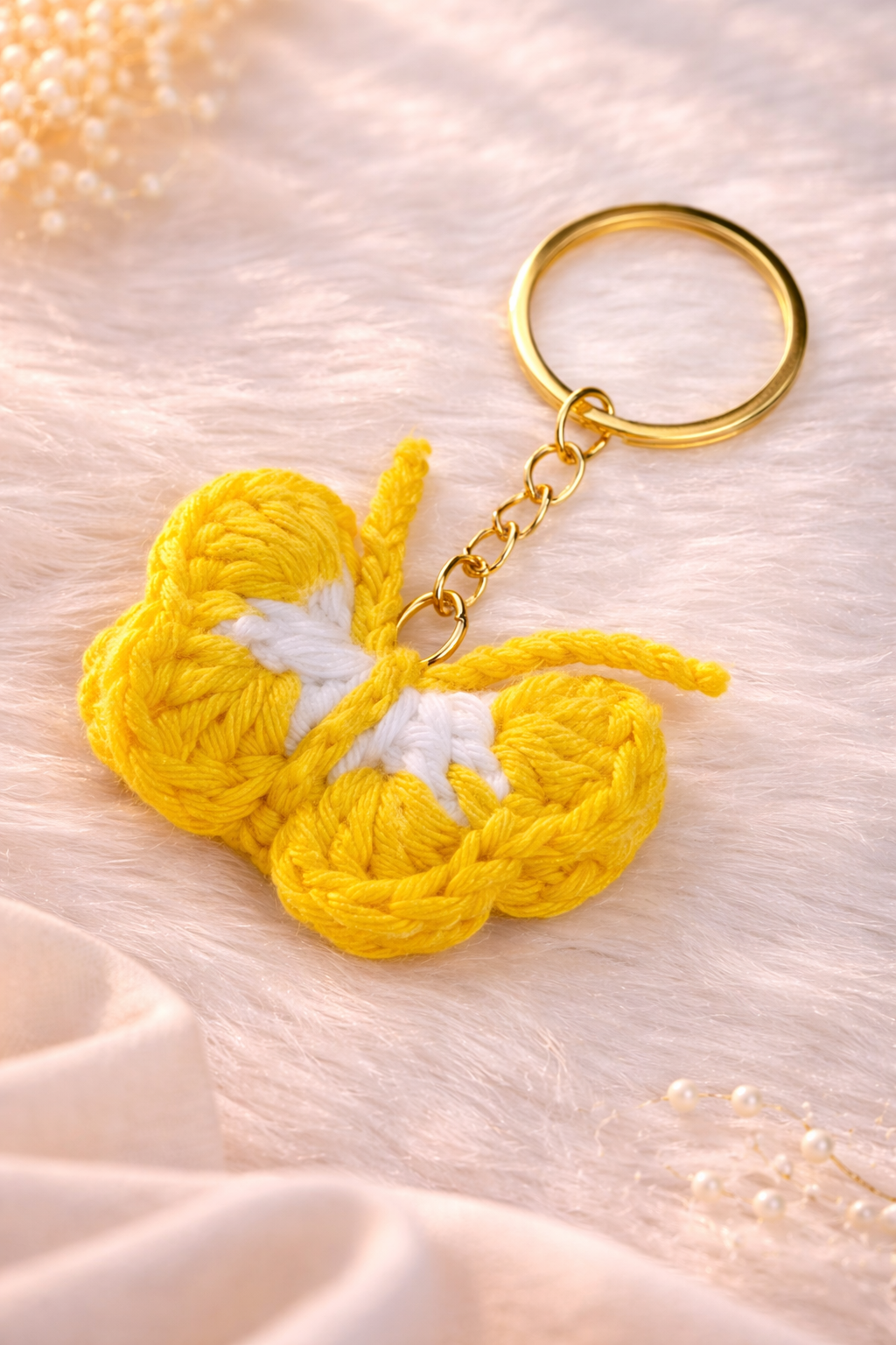 Crocheted butterfly keychains