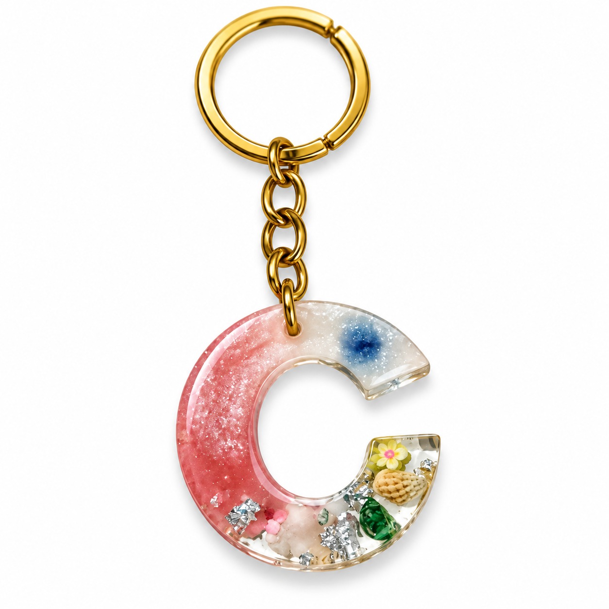Alphabet Epoxy Resin Keychain