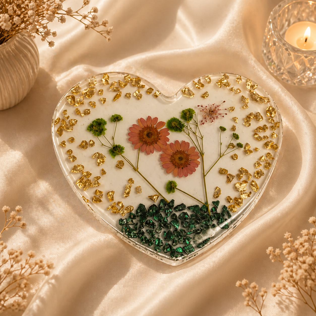 Eternal Bloom Resin Heart