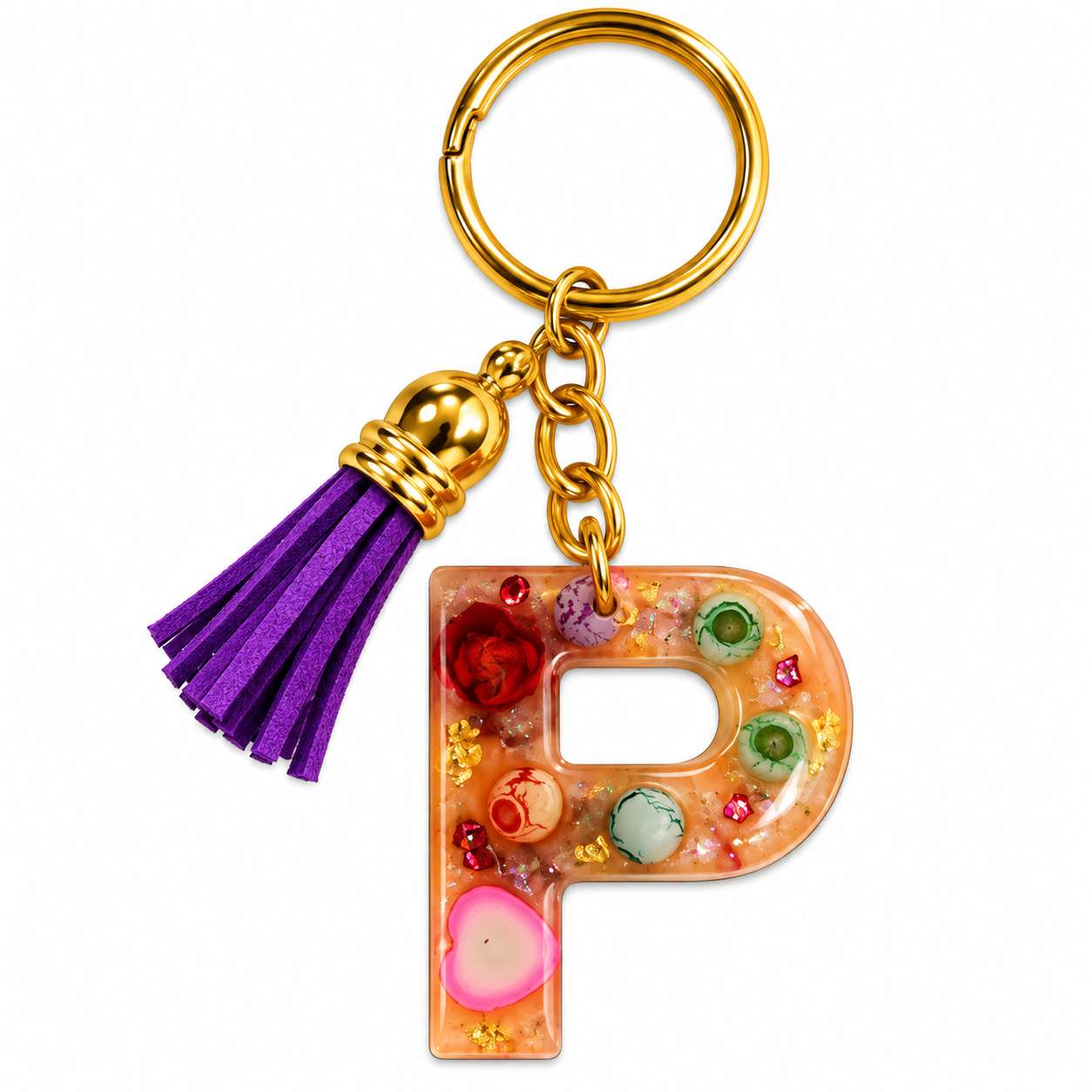 Alphabet Epoxy Resin Keychain