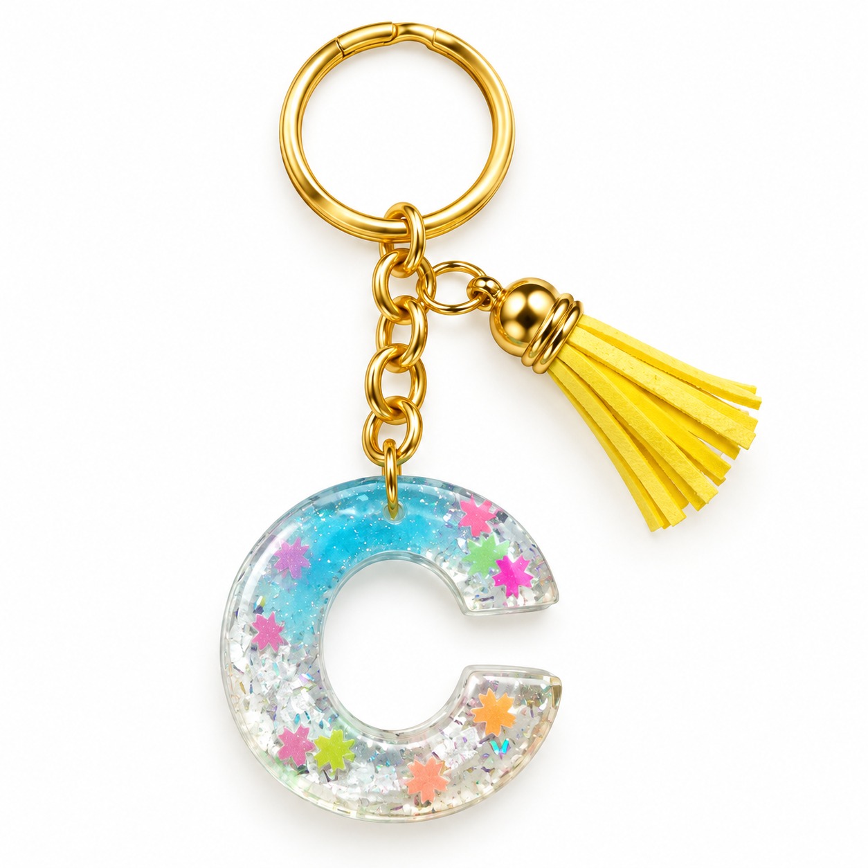 Alphabet Epoxy Resin Keychain