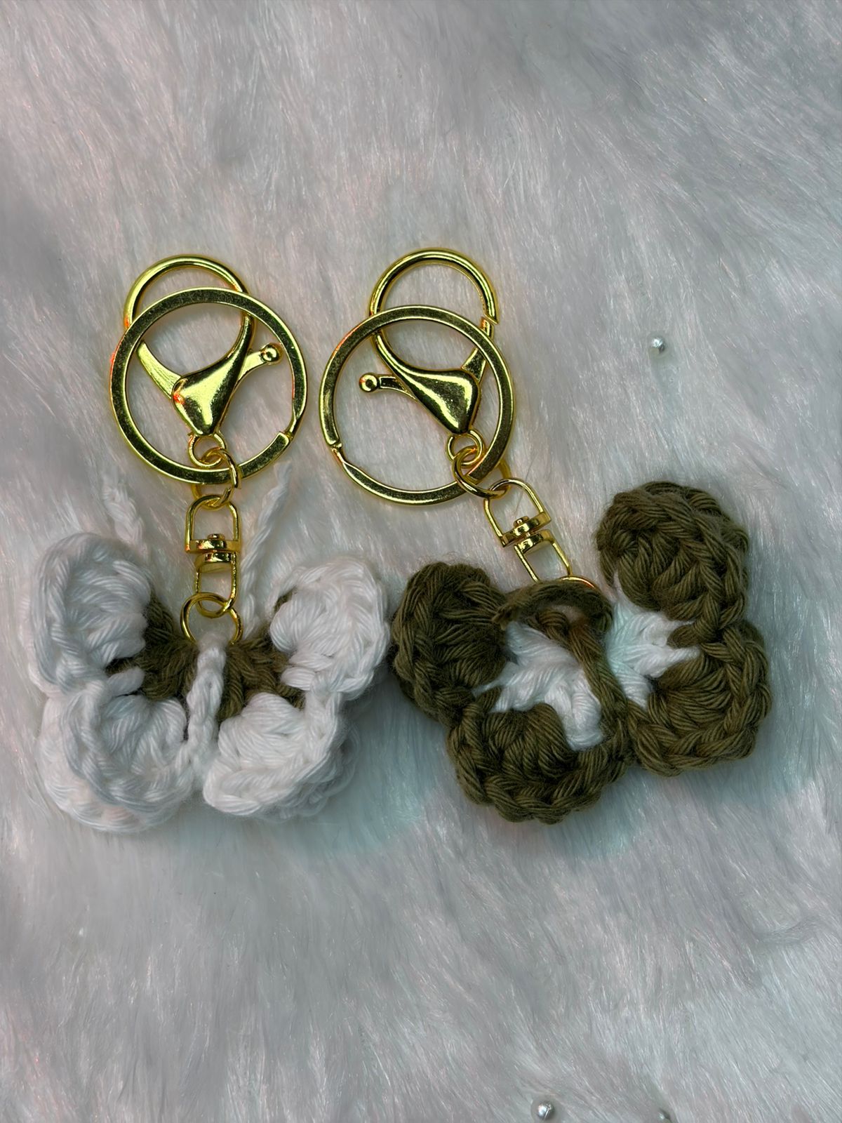 Crocheted butterfly keychains