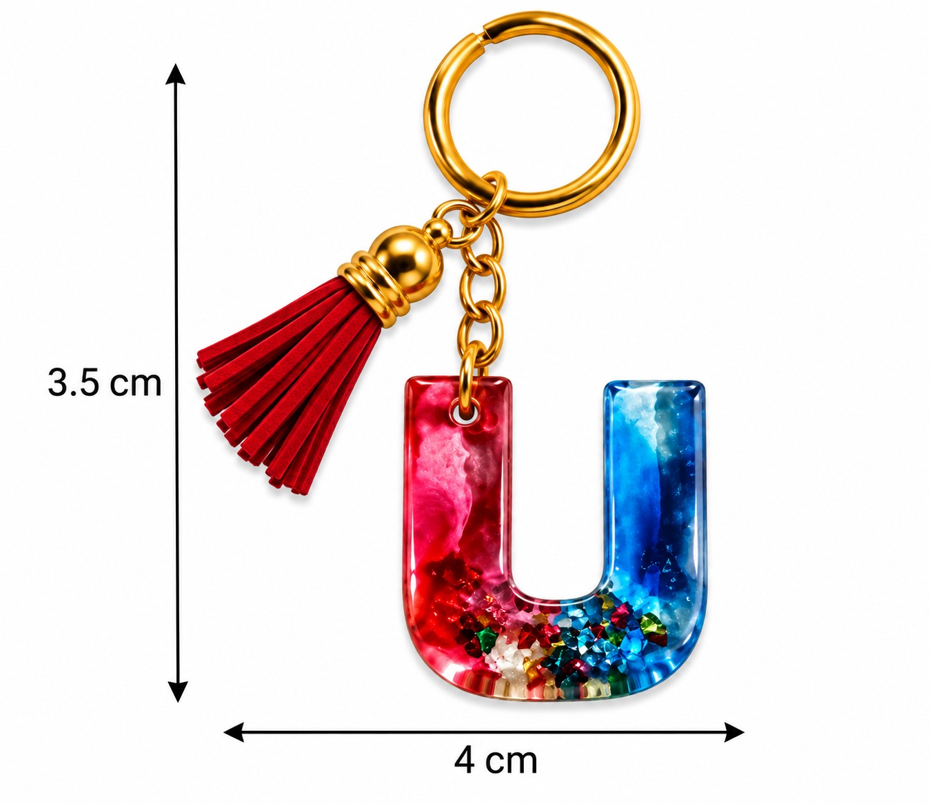 Alphabet Epoxy Resin Keychain