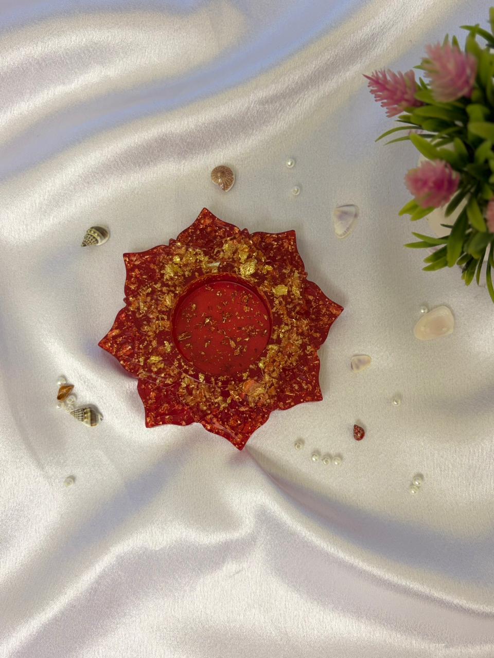 Royal Leaf Resin Candle Holder