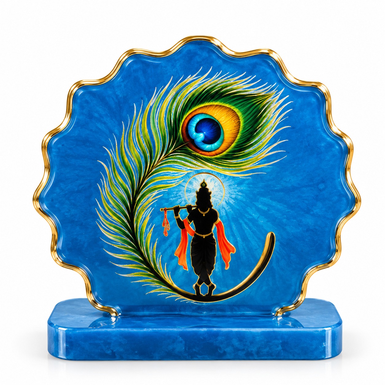 Luxury Resin Krishna Peacock Feather Showpiece
