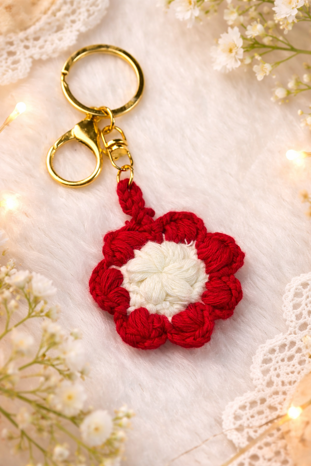 Ruby Blossom Keychain