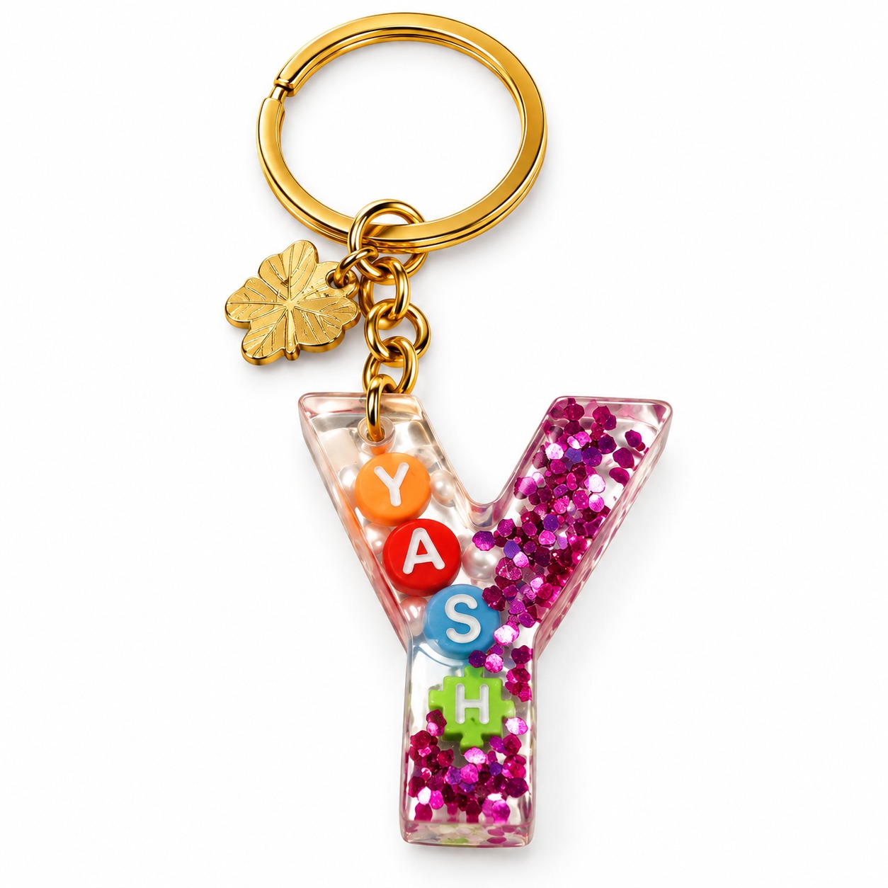 Alphabet Epoxy Resin Keychain