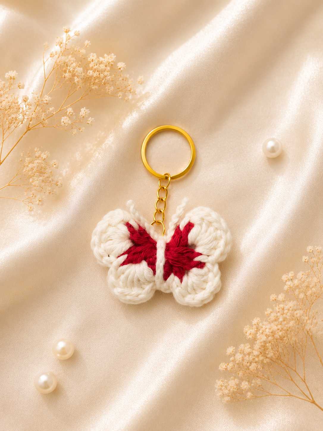 Crocheted butterfly keychains