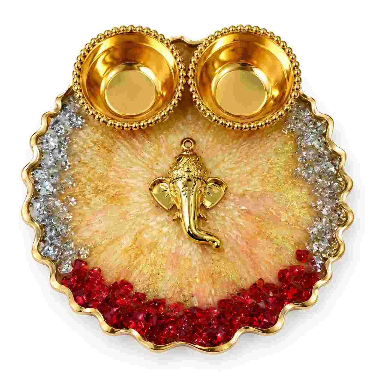 Epoxy Luxury Resin Mini Pooja Thali 