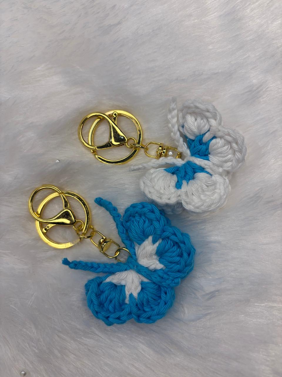Crocheted butterfly keychains