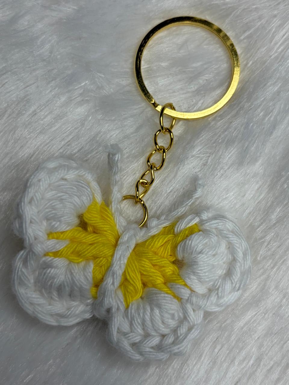 Crocheted butterfly keychains