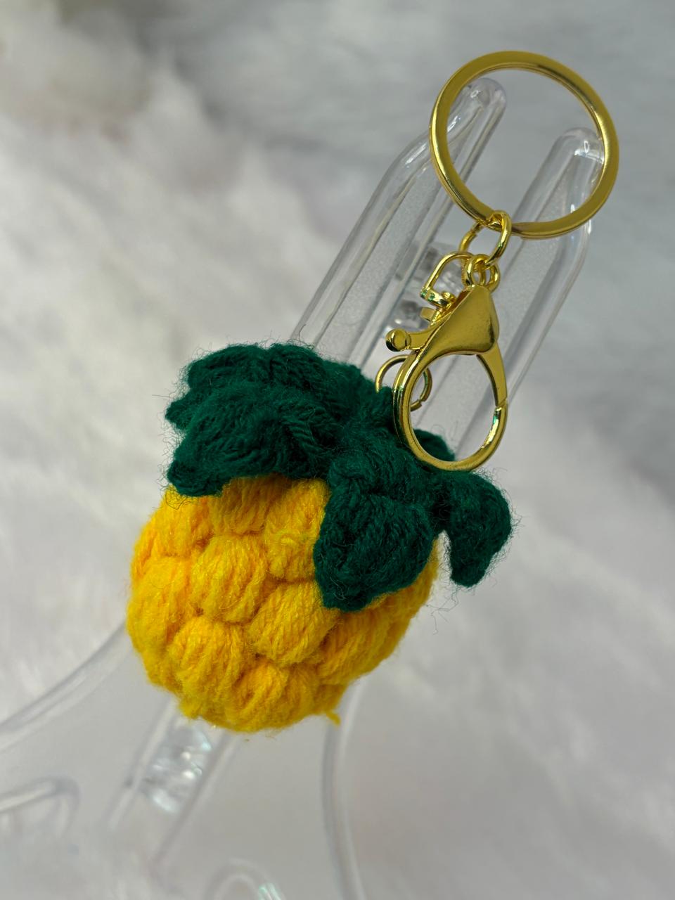 Crocheted pineapple keychain