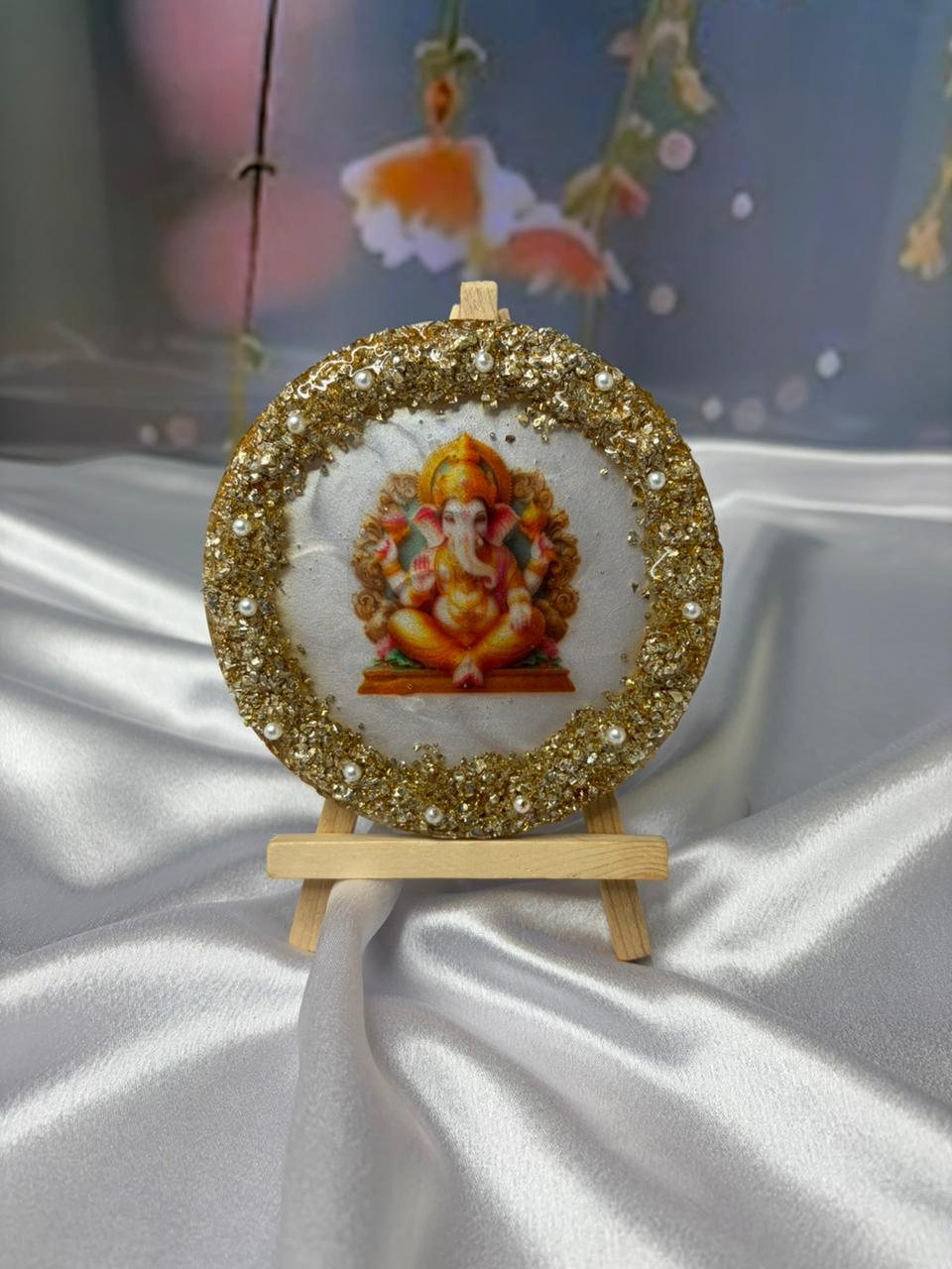 Shree Ganpati Resin coaster (with stand)