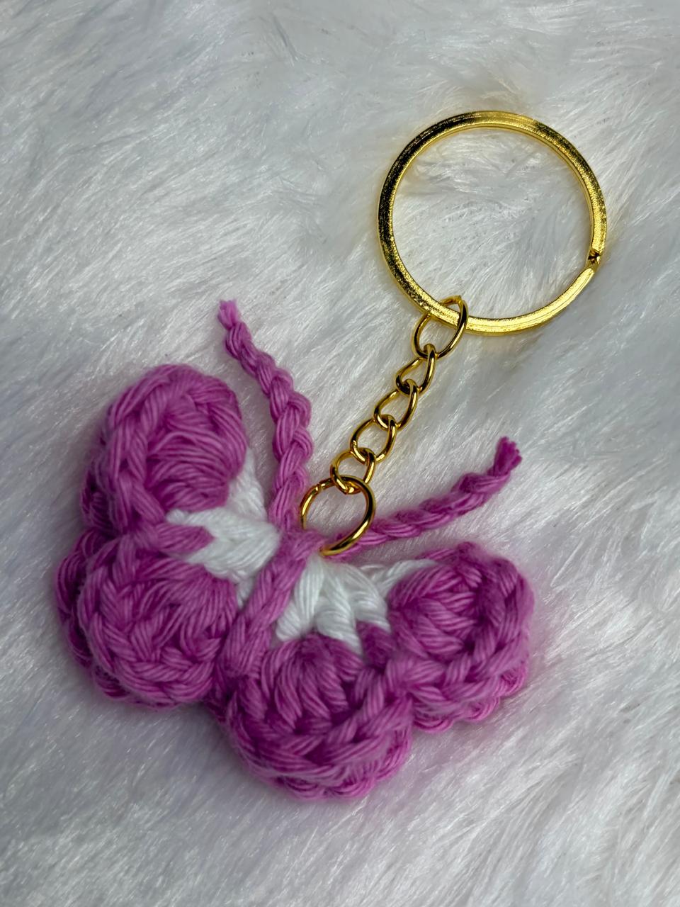Crocheted butterfly keychains