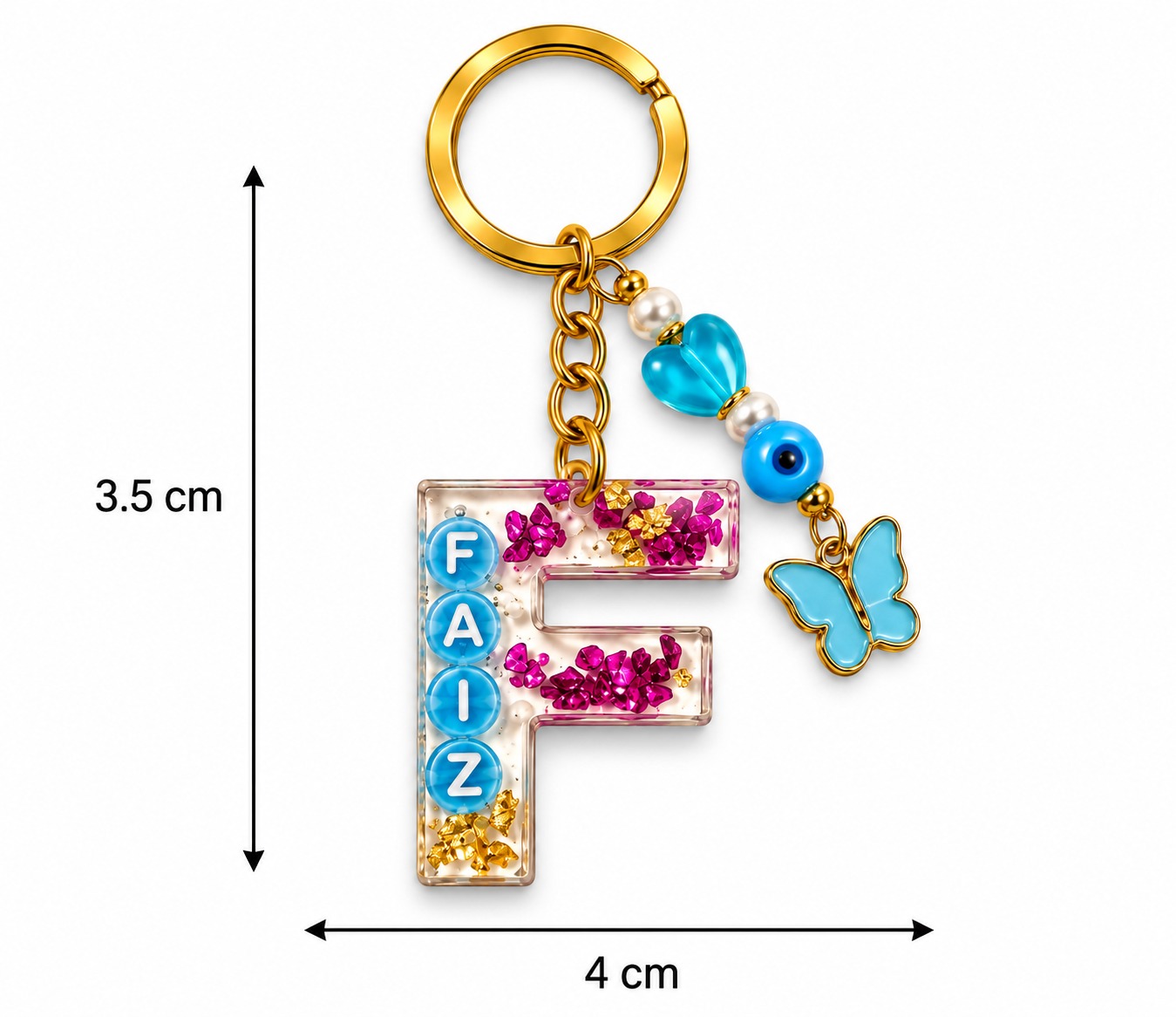Alphabet Epoxy Resin Keychain