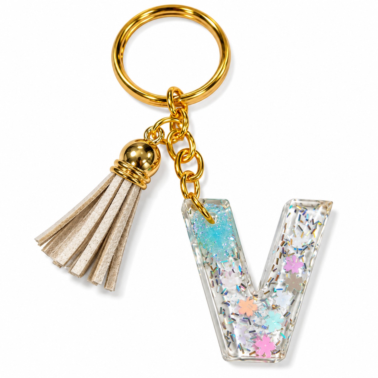 Alphabet Epoxy Resin Keychain