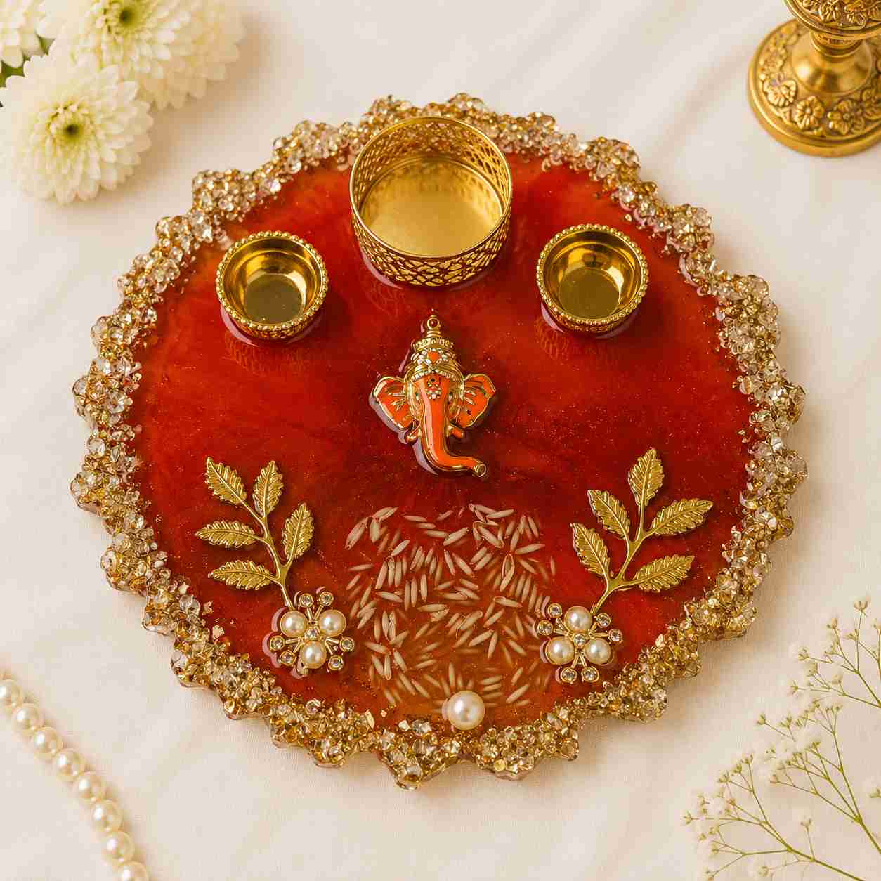 Resin Luxury Pooja Thali 