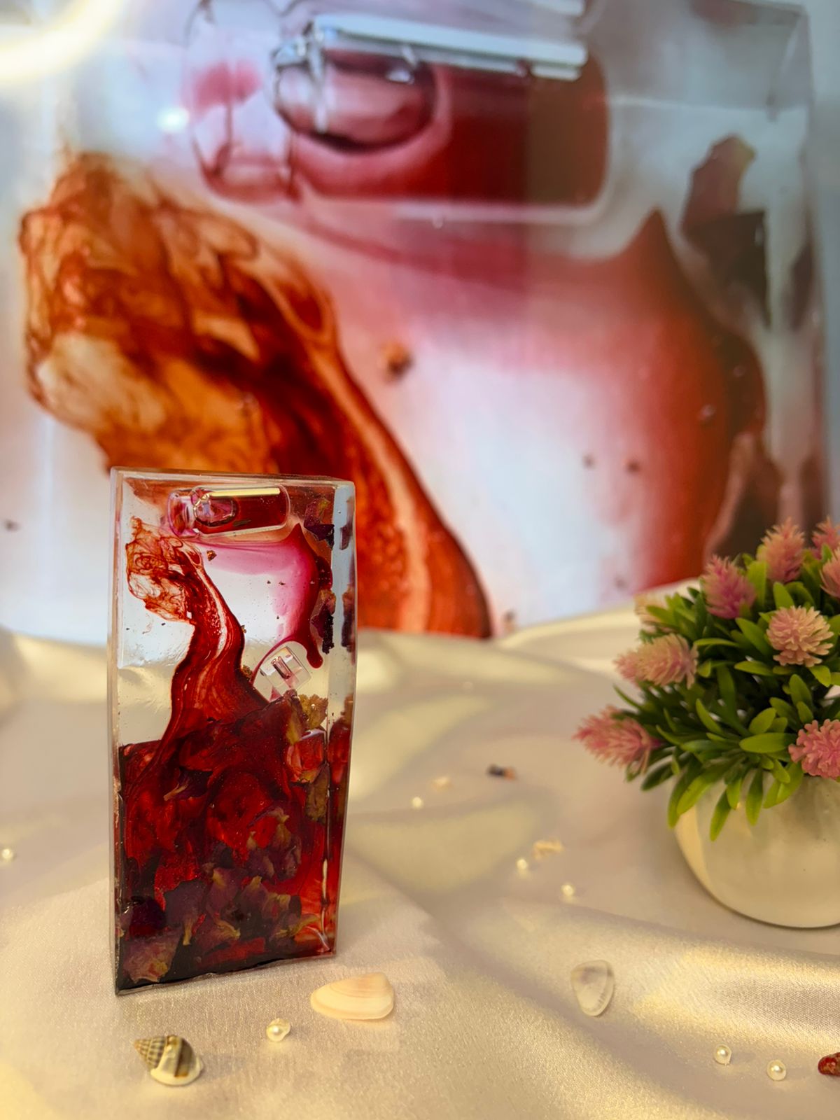 Ruby Drift Resin Art Showpiece 