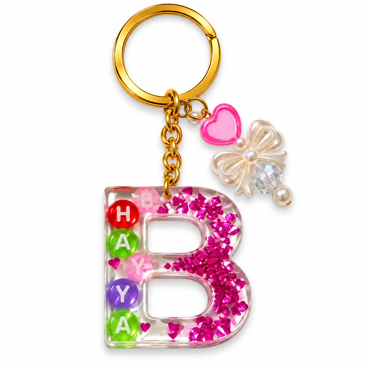 Alphabet Epoxy Resin Keychain