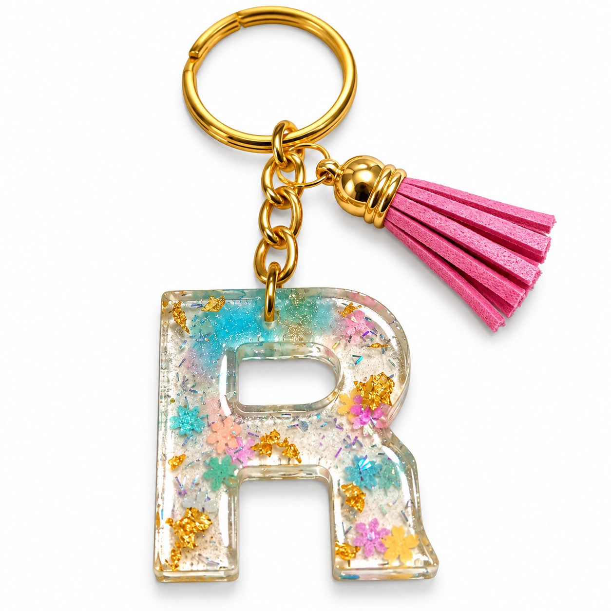 Alphabet Epoxy Resin Keychain