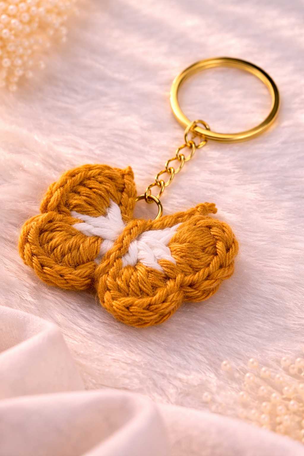 Crocheted butterfly keychains
