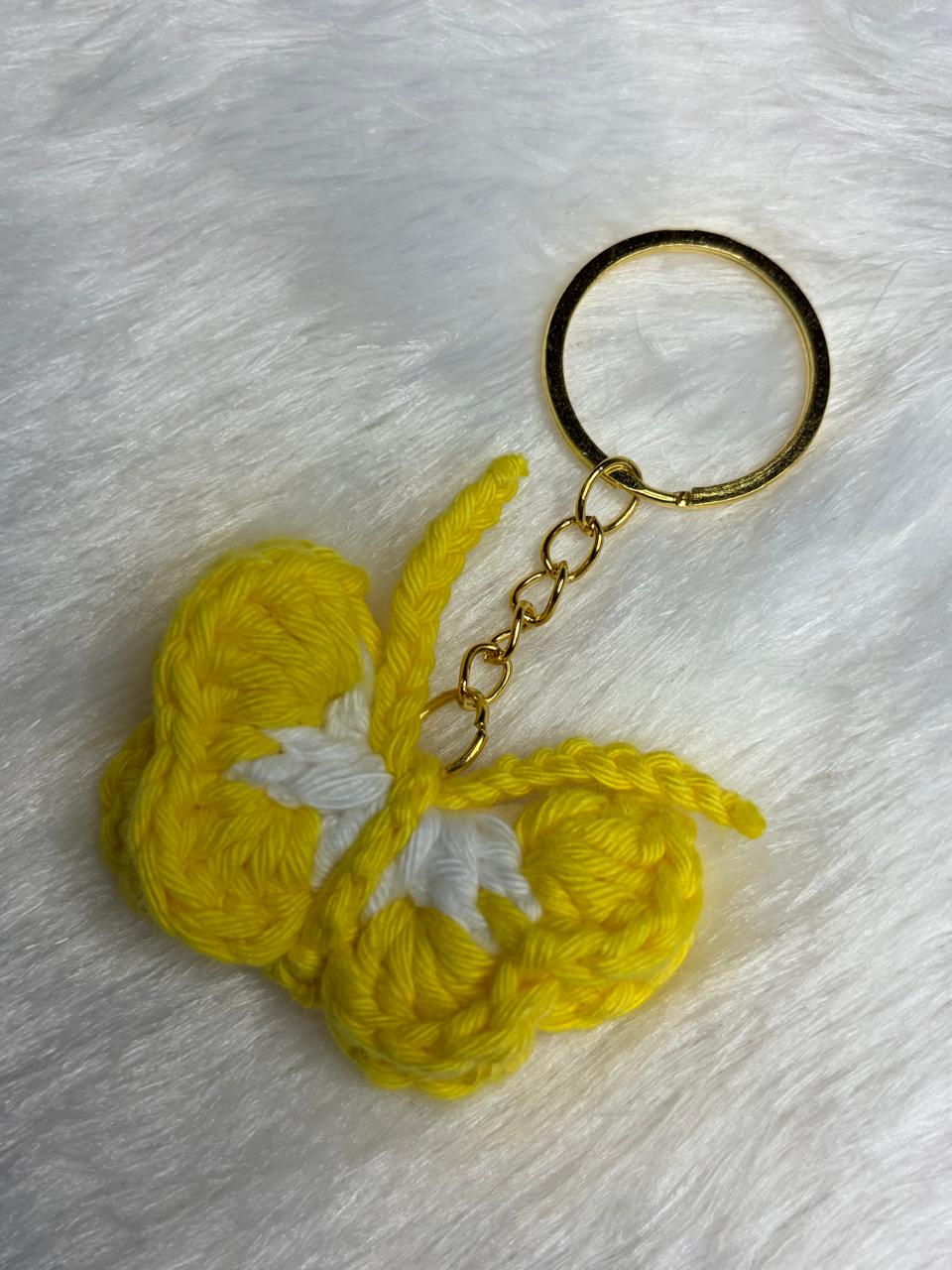 Crocheted butterfly keychains