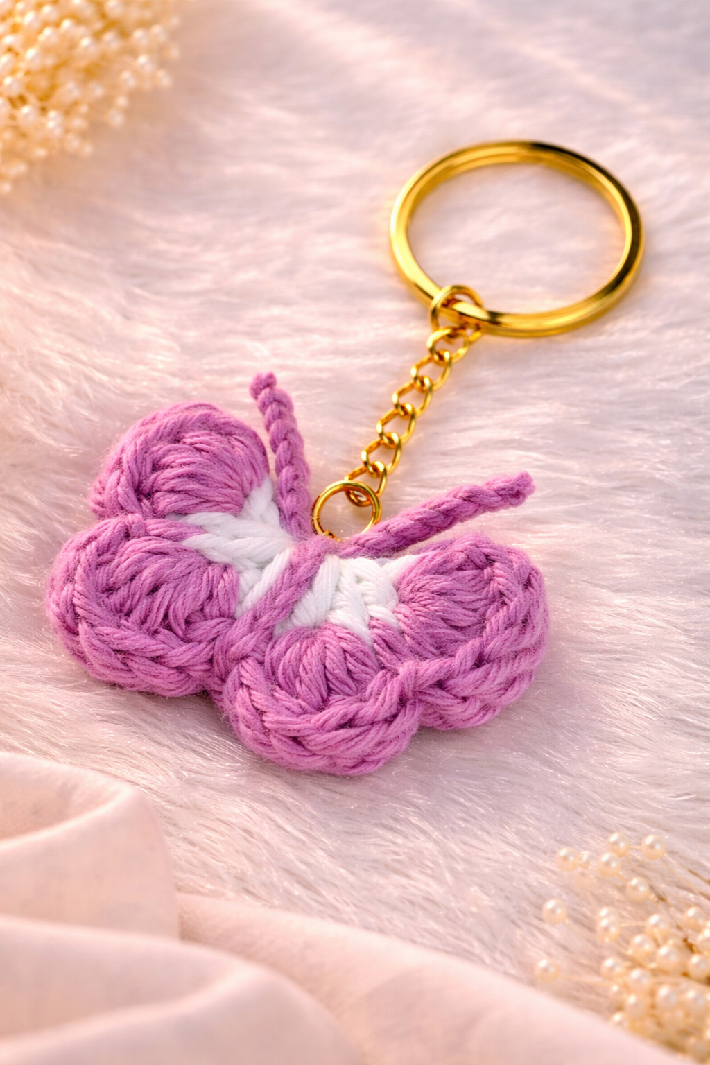 Crocheted butterfly keychains