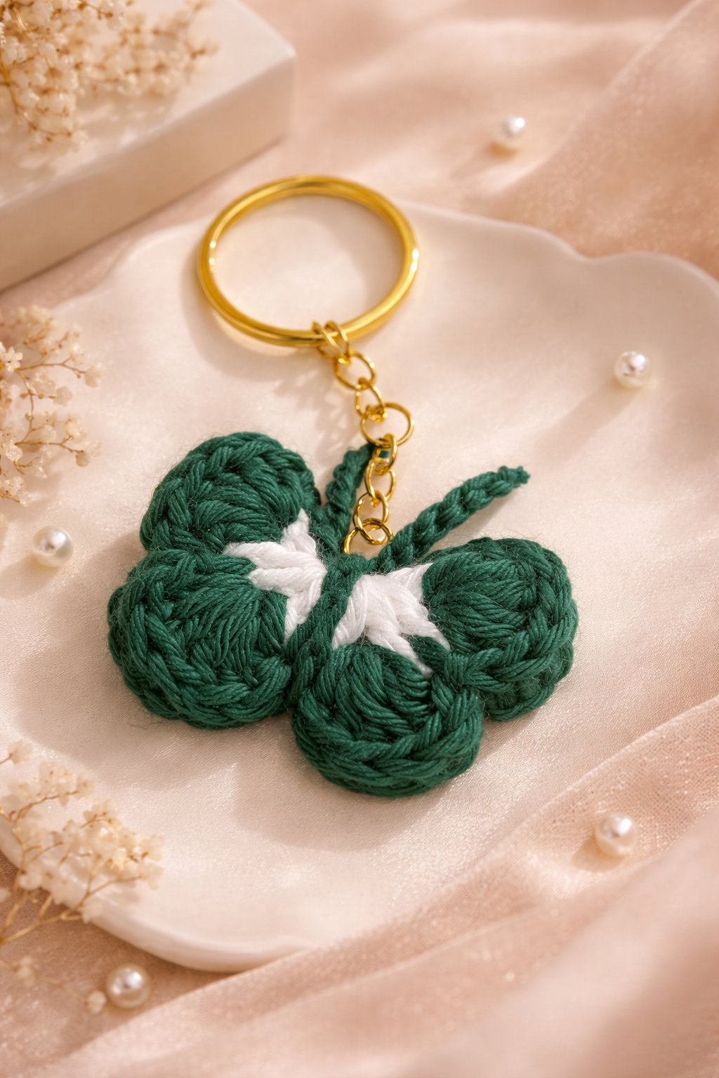 Crocheted butterfly keychains