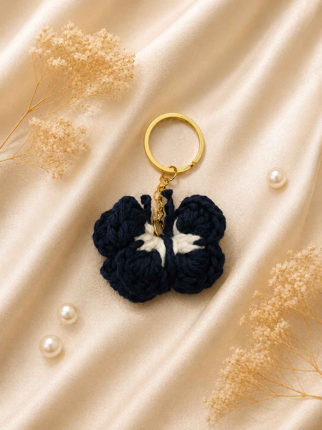 Crocheted butterfly keychains