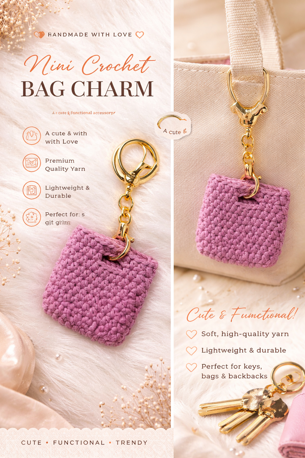 Mini Crochet Bag Charm