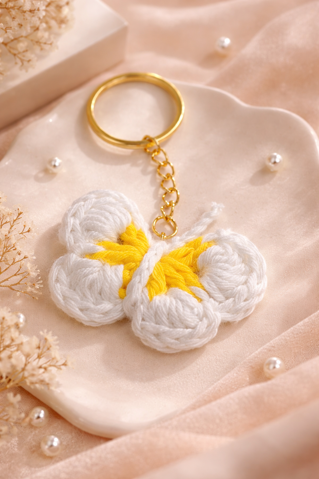Crocheted butterfly keychains