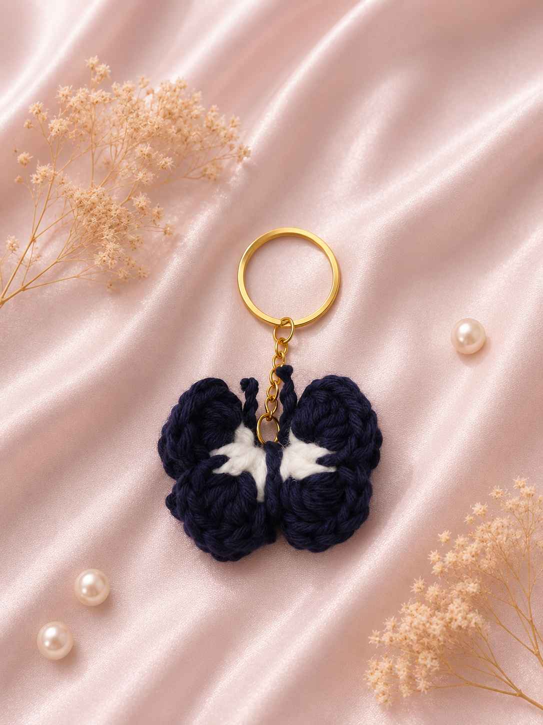 Crocheted butterfly keychains