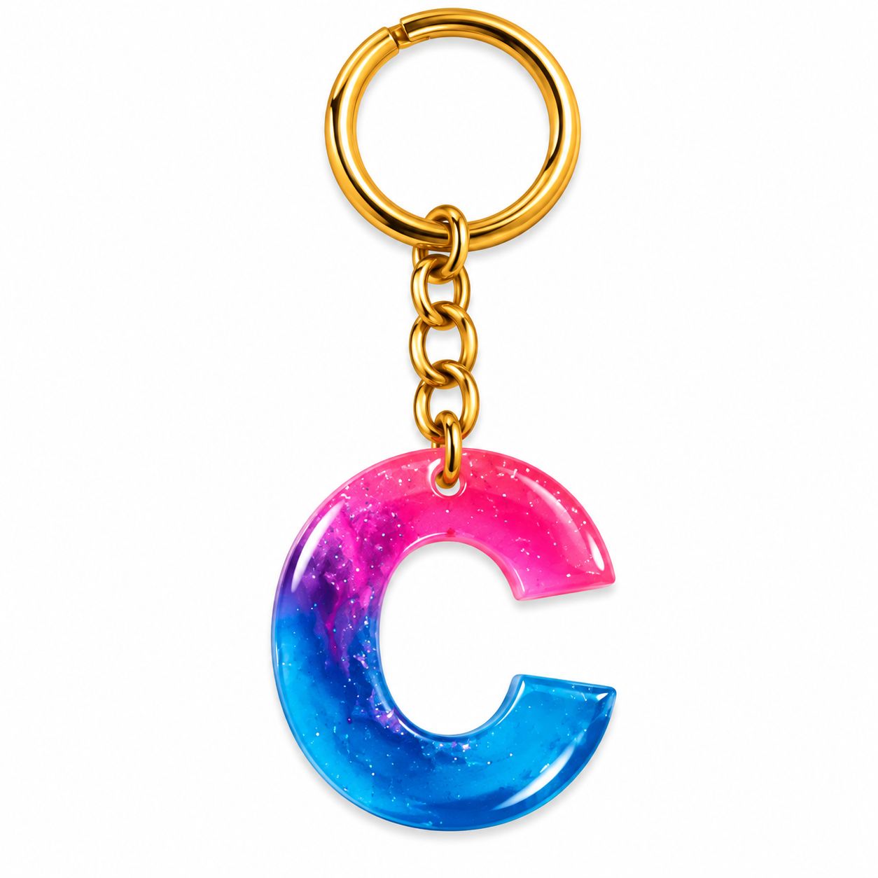 Alphabet Epoxy Resin Keychain