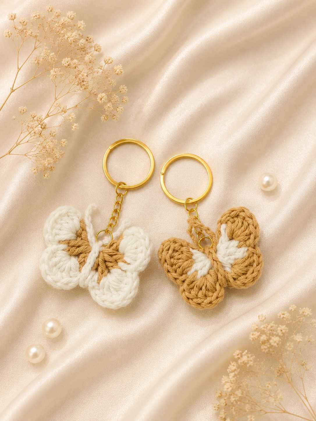 Crocheted butterfly keychains