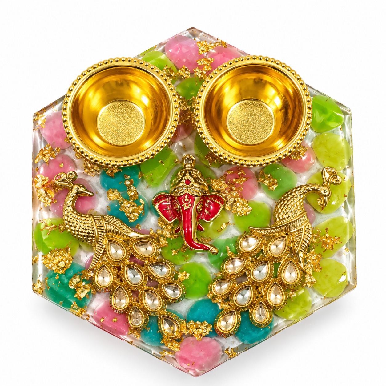 Resin Mini Pooja Thali (BASE REDIUM GLOW IN NIGHT)