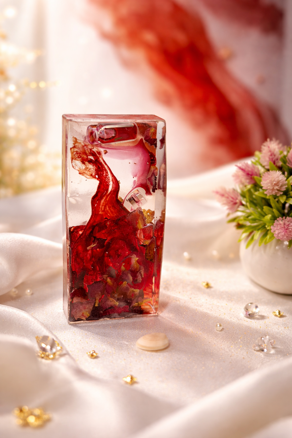 Ruby Drift Resin Art Showpiece 