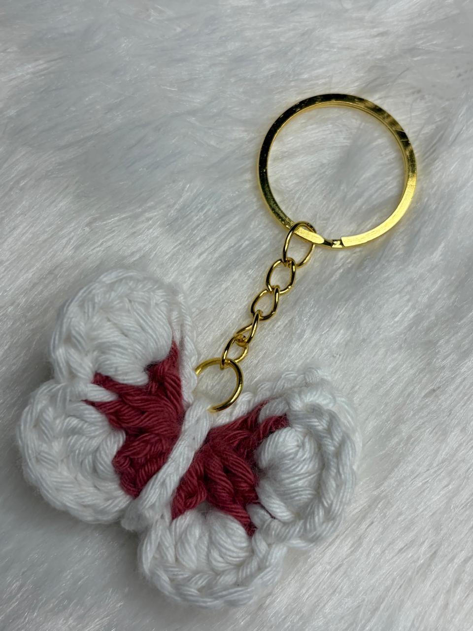 Crocheted butterfly keychains