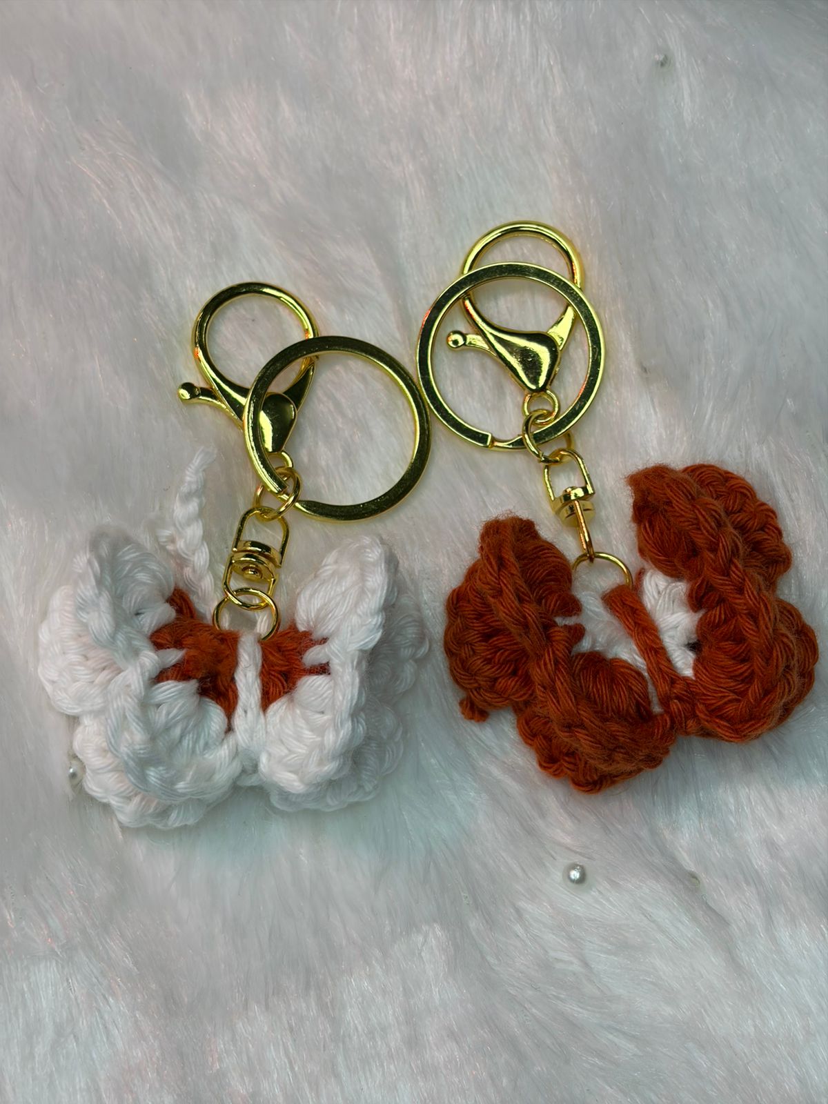 Crocheted butterfly keychains
