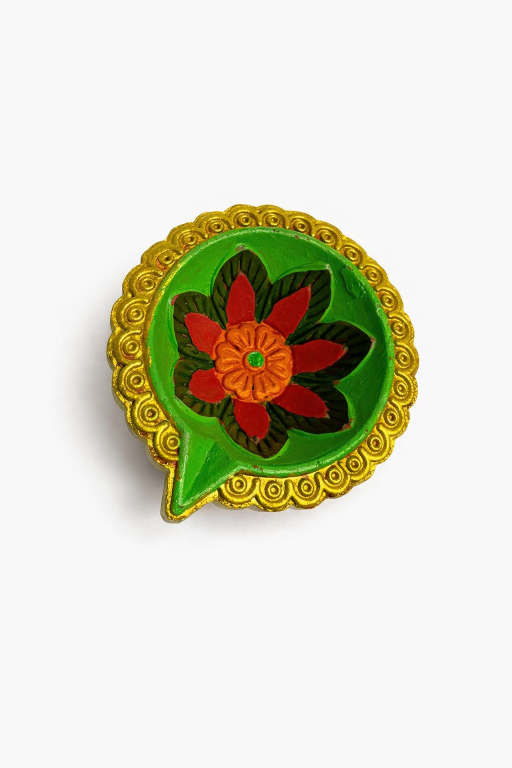 Handcrafted Decorative Pooja Diya – Traditional Floral Design