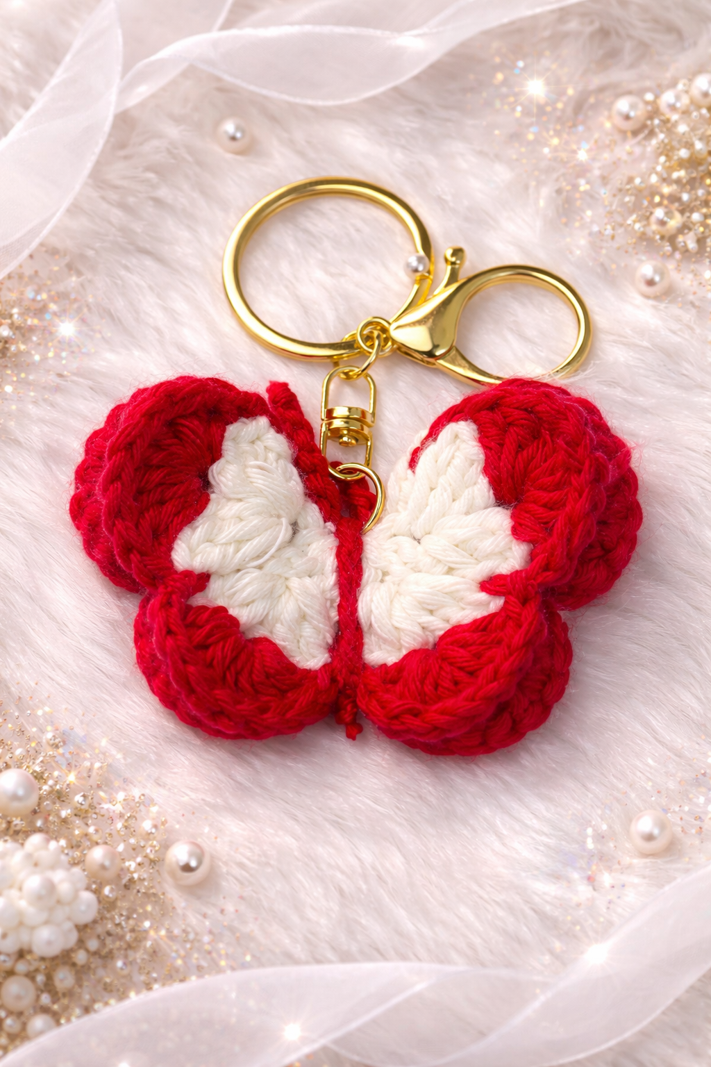 Crocheted butterfly keychains