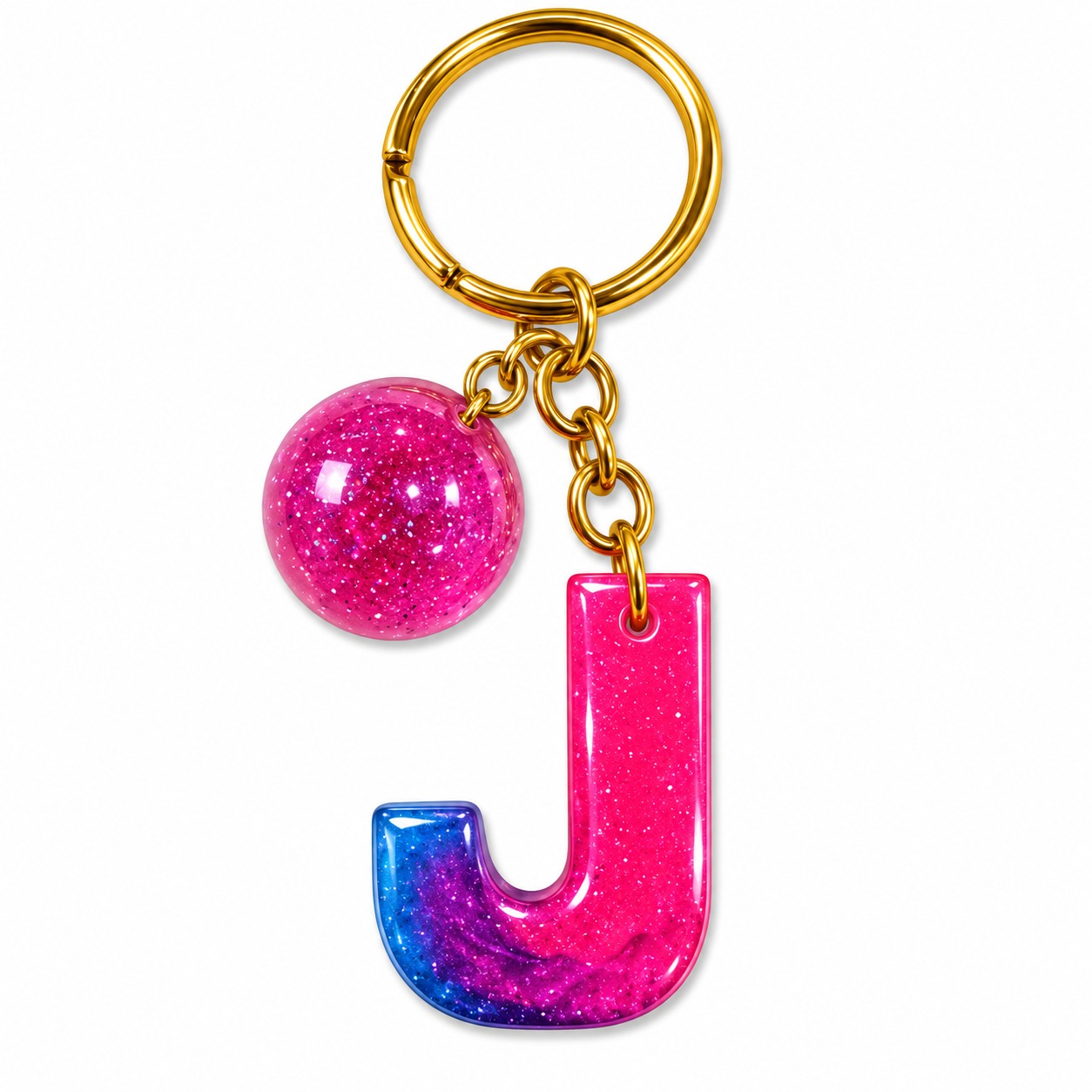 Alphabet Epoxy Resin Keychain