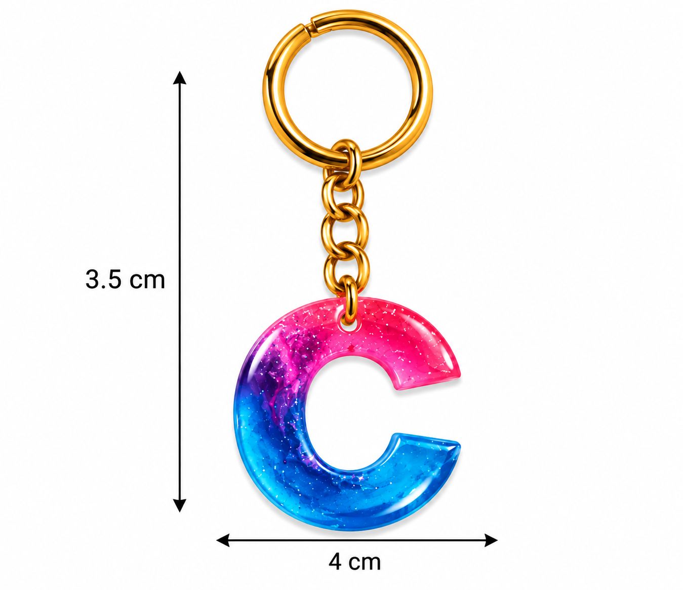Alphabet Epoxy Resin Keychain