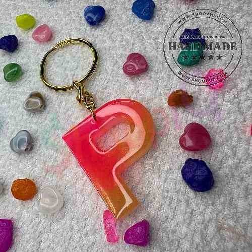 Alphabet Resin Keychain - P