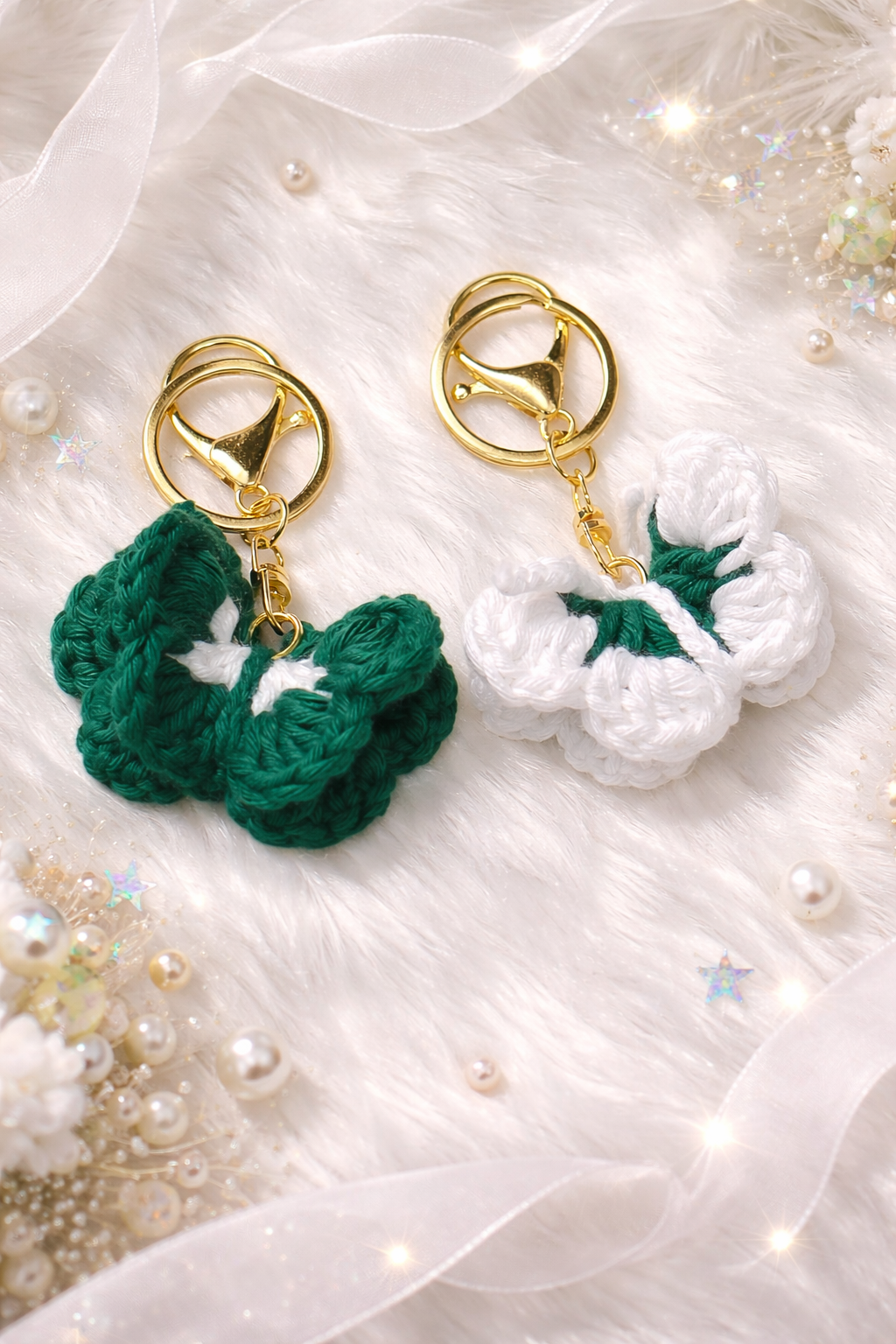 Crocheted butterfly keychains