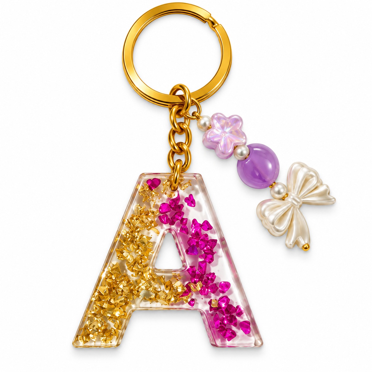 Alphabet Epoxy Resin Keychain